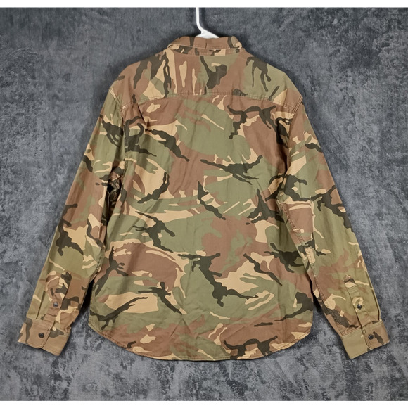 Camouflage Button Up Shirt Men Extra Large Brown Woodland Canvas Old Navy - Picture 3 of 8